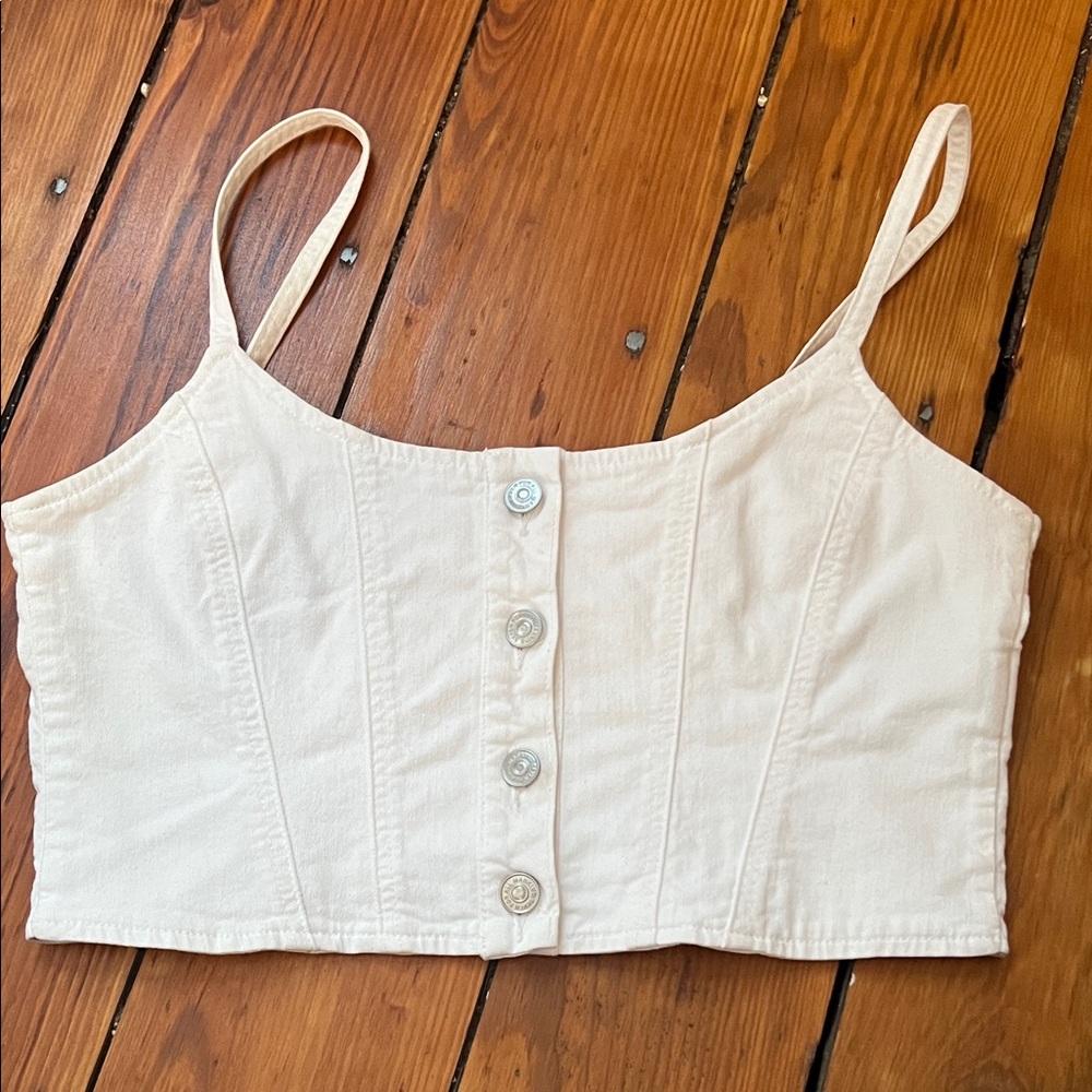 Cream Button-Up Women's Crop Top
